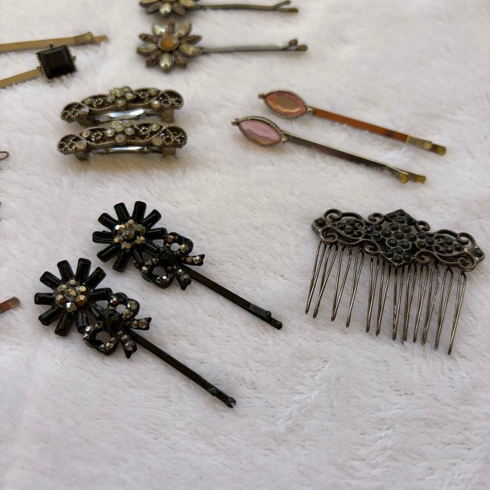 Y2K Rhinestone Hair Accessories Lot Coquette Fairy Grunge Bobby Pins Barrettes - Picture 2 of 7